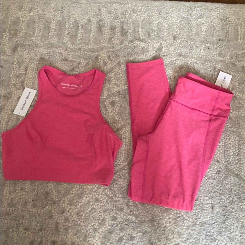 Outdoor Voices Warmup 3/4 Leggings + Athena Crop